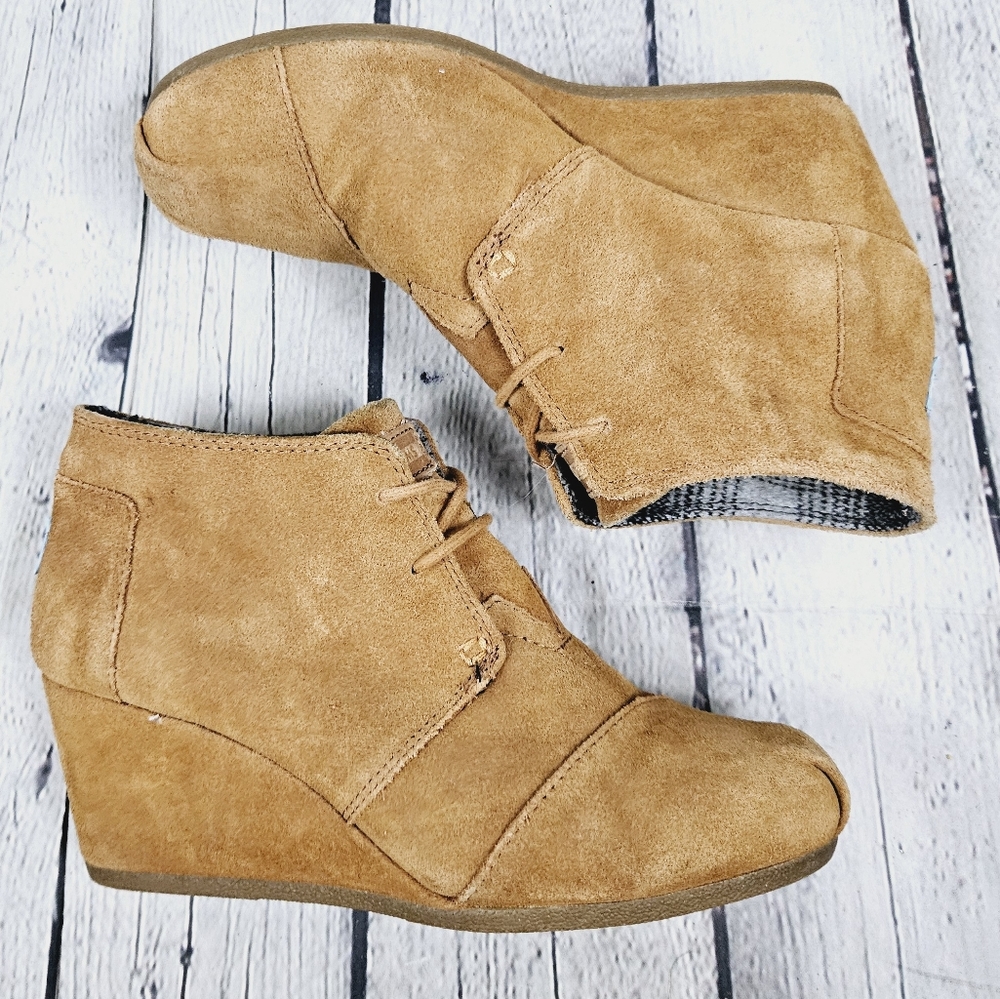 TOMS | Kala suede leather laceup wedge boots